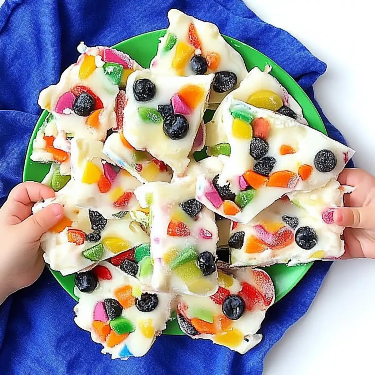 Rainbow Frozen Yogurt Bark for Toddlers + Kids